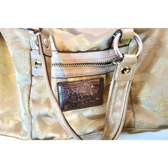 COACH POPPY SATEEN GOLD SATCHEL BAG # G1068-15860 - Picture 2 of 8